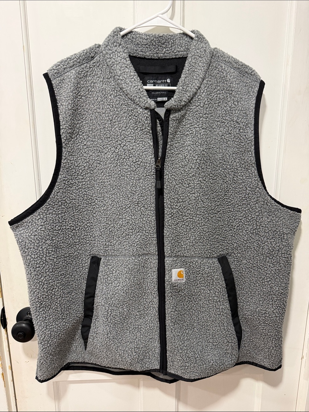 Carhartt Gray Sherpa Fleece Vest with Black Trim
